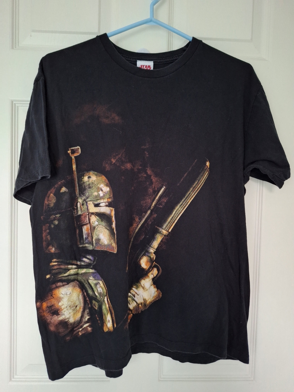 Star Wars Black Tee with Green and Brown Boba Fett Graphic